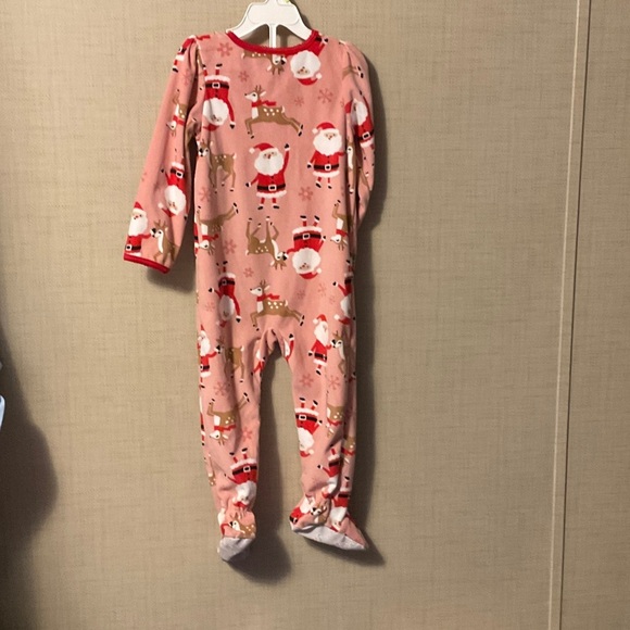Carter's Festive Pink Footie with Santa and Reindeer - Picture 2 of 4